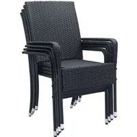 Juskys Gartenstuhl Yoro (4 St) - Stapelbar und modern - Stühle - Set mit 4 stapelbaren Gartenstühlen aus stabilem Polyrattan, ideal für Garten und Terrasse, leicht zu transportieren und platzsparend.