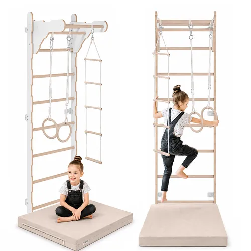 MAMOI Gymnastik-Sprossenwand für Kinder (210 cm) – Wandmontierte Trainingsleiter für Zuhause