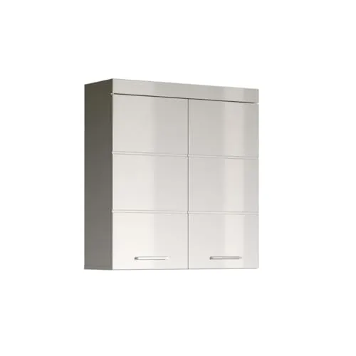 trendteam smart living Hängeschrank Amanda - Weiß Hochglanz - Hoch- & Midischrank fürs Bad, moderner Hängeschrank mit pflegeleichter Oberfläche und zwei Einlegeböden, Maße: 73 x 77 x 23 cm, FSC-zertifiziert für verantwortungsvolle Waldwirtschaft.