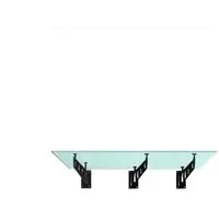 Glaszentrum Hagen S 200x90 cm Glasvordach inkl. Halter Schwarz Milchglas