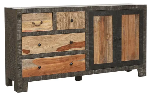 DELUKE Sideboard ERIK aus Mangoholz, 88x40x165cm, Mehrfarbig