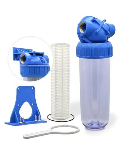 Basal Pumpen Vorfilter – bis 10 Bar Druck – 5000 l/h Durchflussmenge – Universell einsetzbar mit Entlüftungsvorrichtung – Waschbarer Nylongewebe-Filter – Vorfilter Hauswasserwerk