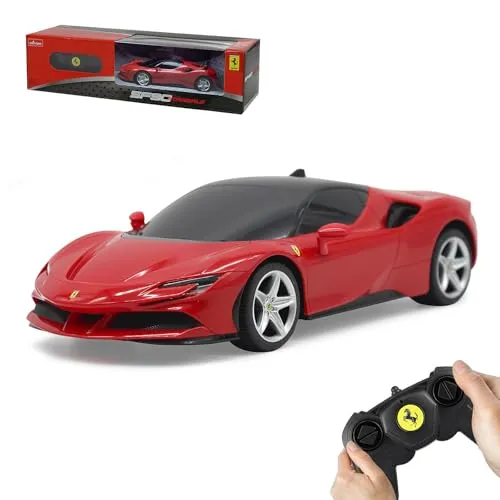 Jamara Ferrari SF90 Stradale 1:24 - Ferngesteuertes Modell - RC-Modelle, detailgetreue Nachbildung des Ferrari SF90 Stradale im Maßstab 1:24, mit 2,4GHz Technologie für störungsfreies Fahren.