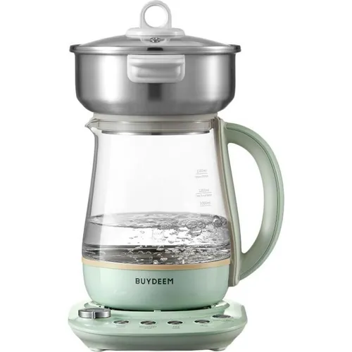 BUYDEEM K1594T 10-in-1 Tea Maker & Kettle - Vielseitiger Wasserkocher mit 10 intelligenten Programmen für Tee, Suppe und mehr. Hergestellt aus langlebigem DURAN-Glas und Edelstahl, ideal für jede Küche.