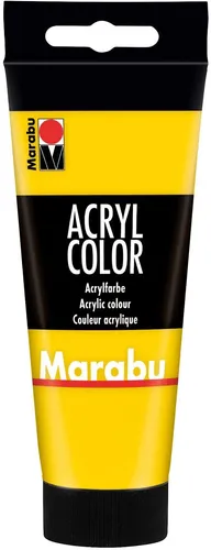 Marabu 12010050019 - Acryl Color gelb 100 ml, cremige und wasserfeste Acrylfarbe für kreative Projekte