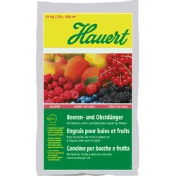 Hauert Beeren- und Obstdünger 20 kg - Dünger für Beeren, Kern- und Steinobst sowie Weinreben, wirkt sofort und hält 3 Monate an. Organisch-mineralisch, staubfrei, ideal für gesunde Pflanzenentwicklung und reiche Ernte auf bis zu 500 m².