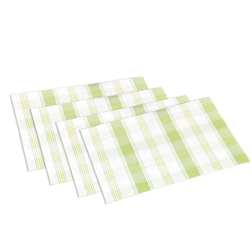 Kesper 77548 | 4er Set Platzset grün-weiß kariert 43 x 29 x 0,1 cm