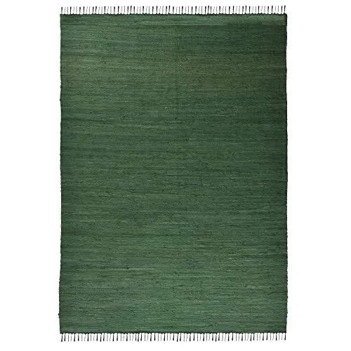 Theko Young Fashion Klassischer Teppich Dunkelgrün 230x160 cm - Strapazierfähiger Teppich aus 100% Baumwolle, ideal für Fußbodenheizungen und Staubsaugroboter. Perfekt für jedes Zimmer und leicht zu reinigen.
