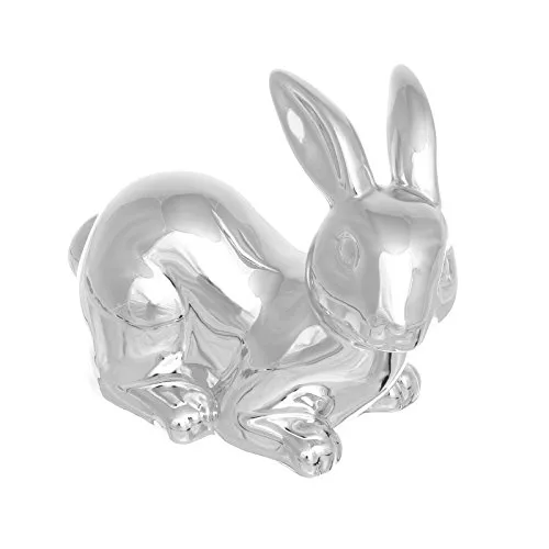 Brillibrum Design Dekofigur Hase Aus Porzellan Silber Osterhasen-Figur Dekoration Für Ostern Silber Hase Sitzend