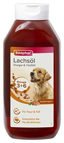 beaphar - Lachsöl Für Hunde Und Katzen - Energie Und Vitalität - Ideal Für Eine Barf-Ernährung Geeignet - Unterstützt Herz, Haut Und Fell - Mit Omega 3 Und Omega 6 - Täglicher Vitamingenuss - 940ml