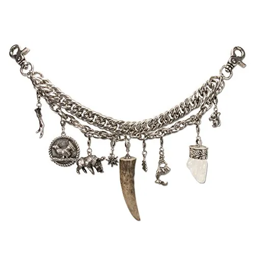 Alpenflüstern Trachten-Charivari Ludwig - Hochwertiger Herren-Trachtenschmuck - Trachten-Accessoires für Herren: Handgefertigte Trachten-Kette aus echtem Hirschhorn und Bergkristall, ideal für Lederhosen und das Oktoberfest.
