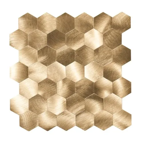 Wandverkleidung Selbstklebende Mosaik Wandpaneele Aluminium Gold