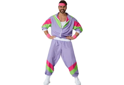 tectake® Herrenkostüm Retro 80er 90er Jahre Jogginganzug in lila von dressforfun