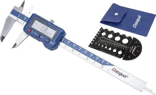 Dasqua Digitaler Messschieber 200mm – Präzise Messungen leicht gemacht - Messwerkzeuge für präzise Ergebnisse mit gehärteten Messoberflächen und vielseitigen Funktionen zur Überprüfung von Gewinden und Drahtgrößen.
