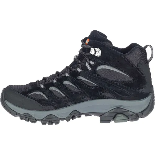 Merrell Damen Moab 3 MID GTX - Black/Grey Sneaker, 37 EU - Wanderschuhe mit atmungsaktivem Obermaterial aus Schweinsleder und Netzstoff, ideal für Outdoor-Abenteuer und ausgestattet mit schützender Zehenkappe sowie rutschfester Vibram-Sohle.