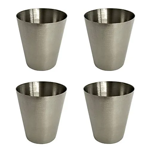 HAC24 4er Set Edelstahl Schnapsgläser 4cl Pinnchen Shotgläser Shot Glas Stamper Schnaps-Becher Partygläser