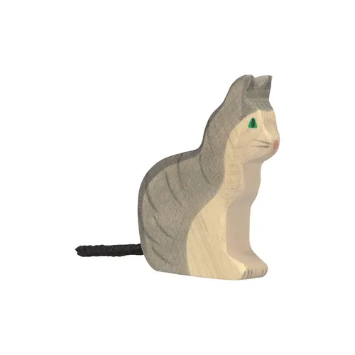 HOLZTIGER Katze aus Holz - sitzend