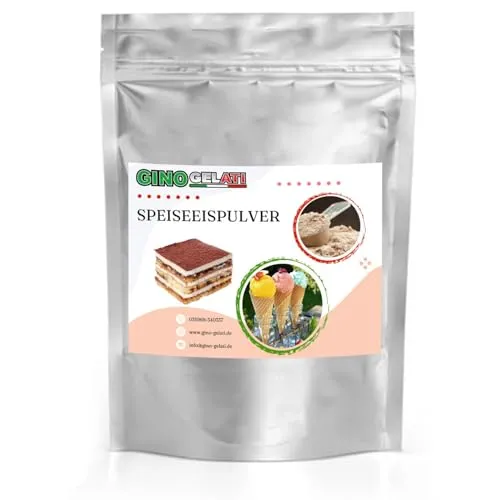 Gino Gelati Joghurt Tiramisu Speiseeis Pulver 1 Kg, verschiedene Sorten, für Eismaschinen, Eis selber herstellen, Made in Germany, schnelle und einfache Zubereitung