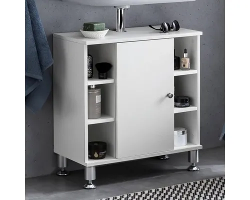 lovingHome® Waschbeckenunterschrank Waschbecken Unterschrank Waschbeckenunterschrank 60 x 64 x 32 cm Weiß (1 Stück) Mit Siphonausschnitt