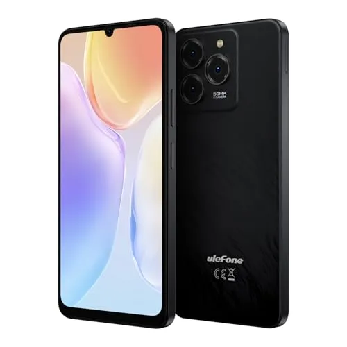 Ulefone Android 14 Handy ohne Vertrag Note 20 PRO, 6,75'' HD+ Großbildschirm, 8GB RAM + 256GB ROM, 50MP+8MP+2MP, DUAL-SIM Smartphone, 6000mAh Akku, Fingerabdruck + Gesichtserkennung, GPS, Schwarz