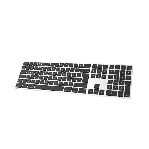 B.FRIENDIT Bluetooth Aluminium Kabellose Tastatur für Mac, Flache und Leise Tasten für Multi-Device Kompatibel mit Apple iMac, MacBook, Mac und iPad, Wiederaufladbarer Akku (Silber)