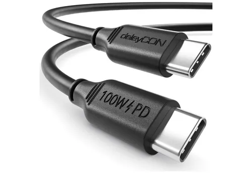 deleyCON 0,5m USB C Kabel Ladekabel PD3.0 100W Schnellladekabel USB-C zu USB-C USB-Kabel
