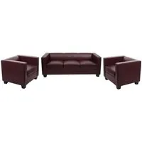3-1-1 Couchgarnitur Lille – Kunstleder in rot-braun - Sofas – Hochwertige Garnitur mit 3er Sofa und 2 Sesseln, ausgezeichnet für soziale Verantwortung in Baden-Württemberg, ideal für stilvolle Wohnzimmer.