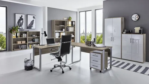 BMG Möbel Büromöbel komplett Set Office Edition - Kinderschreibtische in modernem Design, Made in Germany, ideal für kreative Arbeitszimmer mit natürlichem Eiche Sonoma-Finish.