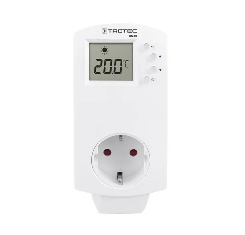 TROTEC BN30 Steckerthermostat für Infrarotheizung - Elektroheizkörper mit präziser Temperaturregelung von 5-30 °C in Halb-Grad-Schritten, ideal für effizientes Heizen und Klimatisieren.