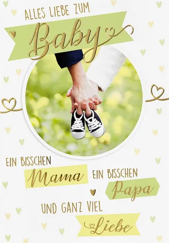 Geburt – Baby – Freudiges Ereignis - Glückwunschkarte im Format 11,5x17cm mit Um