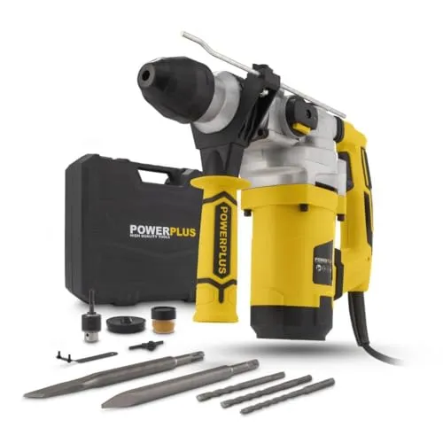 POWER plus Kombibohrmaschine POWX1175 - Bohrmaschine für Holz, Stahl & Beton mit 4-in-1-Funktion: Bohren, Meißeln, Meißeldrehen. Inklusive Koffer und Zubehör für vielseitige Anwendungen.