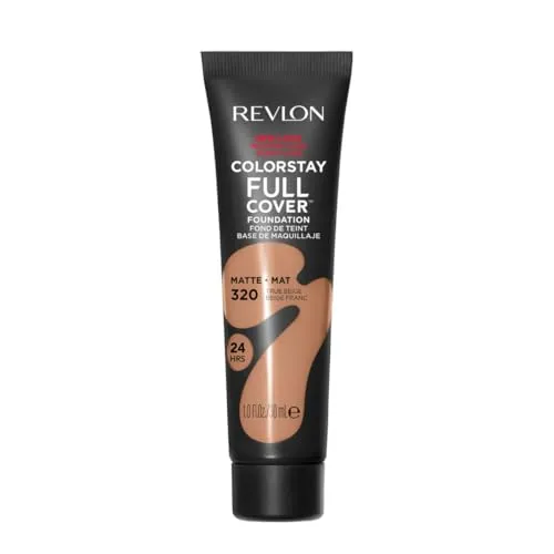 Revlon ColorStay Full Cover Longwear Matte Foundation, hitze- und schweißbeständiges, leichtes Gesichts-Make-up, Farbton True Beige (320), 30 ml