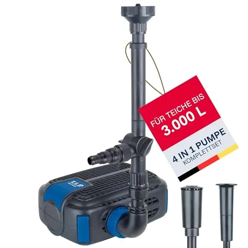 T.I.P. 4in1 Teichpumpe WPF 1500 S - Multifunktionspumpe für 3.000 l Teich - Wasserpumpen, All-in-One Lösung für Teichpflege mit 4 Funktionen: Filter, Bachlauf, Springbrunnen und mehr. Genießen Sie 10 Jahre Nachkaufgarantie auf Ersatzteile!