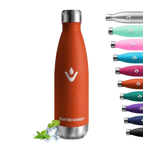 Edelstahl Trinkflasche 500ml, Thermoskanne BPA-Frei, Kohlensäure Geeignet, Metall Thermosflasche Doppelwandig, Isolierflasche für Camping, Kinder, Fitness, Sprudel, Sport, Reisen, Jungs, Mädchen