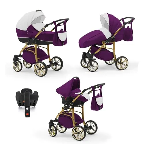Kinderwagen-Set 5 in 1 Neo Gold inkl. Sportsitz, Autositz und Iso Base - 17 Teile - in 22 Farben