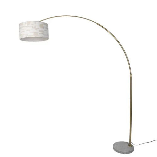 Qazqa XXL Bogenlampe aus Messing - Elegante XXL-Stehleuchte mit modernem Design, verstellbarer Höhe und stilvollem Marmorsockel. Perfekt für eine raffinierte Atmosphäre über Sofa oder Esstisch.