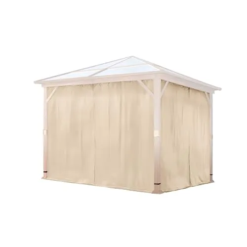 TOOLPORT 4 Seitenteile für Gartenpavillon Forest Deluxe 3x3 m - Polyester ca. 180 g/m² - mit Reißverschluss - Champagner