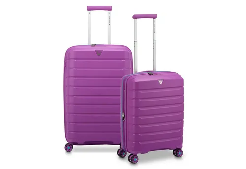 Roncato B-Flying 4 Rollen Kofferset 2-teilig in Lila mit Dehnfalte - Praktisches 2-teiliges Kofferset mit 4 Rollen und Dehnfalte für mehr Stauraum. Ideal für Reisen, robust und stylish in Lila.