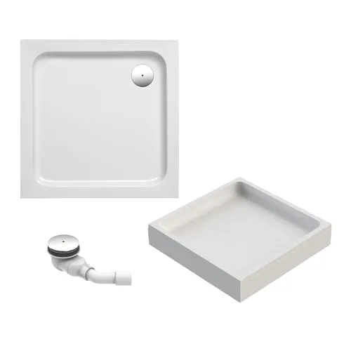 Schulte Duschwanne Cala 90x90 cm – Hochwertiges Sanitäracryl mit Ab- und Überlaufschutz - Moderne Duschwanne in quadratischer Form, 90 x 90 cm, inklusive Wannenträger. Pflegeleicht, stabil und ideal für barrierefreie Lösungen. Genießen Sie ein sicheres Duscherlebnis mit rutschhemmender Oberfläche.