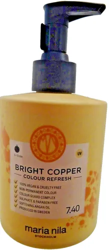 Maria Nila Colour Refresh 7.40 Bright Copper, 300 ml - Haarfarbe für intensives Kupfer-Resultat, pflegt das Haar mit Feuchtigkeit und Glanz, ideal für eine schnelle Farbauffrischung.