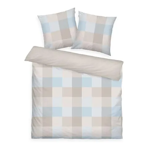 TOM TAILOR Bettwäsche Karo Biber Flanell in beige von Tom Tailor