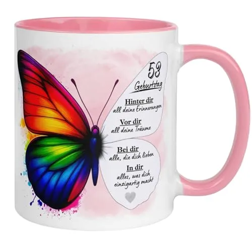 Geburtstag Frauen Geschenk Tasse | Hinter dir Erinnerungen - vor dir Träume | Lustige Geschenk Geburtstagstasse mit Spruch zum 53. Geburtstag | 53ter Geburtstag - Geburtstagsgeschenk Frau 53