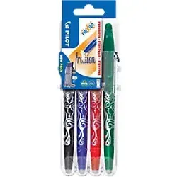 Pilot Frixion Ball Kugelschreiber Farbig sortiert 0.35 mm Mittel Kegelförmig Nachfüllbar 50% Recycelt 4 Stück