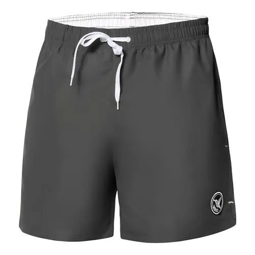 Ladeheid Badehose Herren Bequeme Badeshorts Kurz mit Seitentaschen und Schnürchen, Badeshorts Herren mit Netzfütterung, Perfekt für Sommer, Strand und Schwimmbad – LA40-198 (Graphite, M)