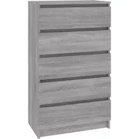 vidaXL Schubladenschrank Grau Sonoma 60x36x103 cm - Kommode mit 5 geräumigen Schubladen für optimalen Stauraum, aus langlebigem Holzwerkstoff gefertigt und ideal zur dekorativen Aufbewahrung in jedem Raum.