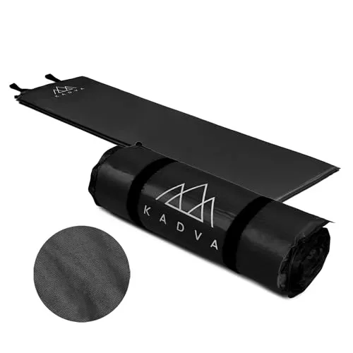 KADVA Selbstaufblasende Matte Aero Bequeme Leichte und Robuste Schlafmatte Ideal fürs Camping und Wandern Außenschicht 100% Polyester Innenschicht 100% Polyurethan 182x52 cm Farbe Schwarz