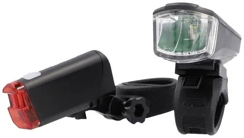 FISCHER FAHRRAD Fahrradbeleuchtung Set LED batteriebetrieben Schwarz - Fahrradbeleuchtung mit beeindruckender Helligkeit von 20 lx für maximale Sicherheit und Sichtbarkeit, ideal für nächtliche Fahrten auf Straßen und Radwegen.