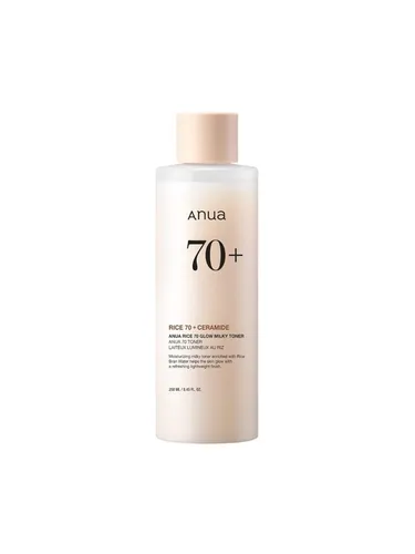 Anua - Rice 70 Glow Milky Toner 250 ml - Gesichtsreiniger mit 71% Reisbrandwasser, spendet intensive Feuchtigkeit und verbessert den Hautton für strahlend glatte Haut.