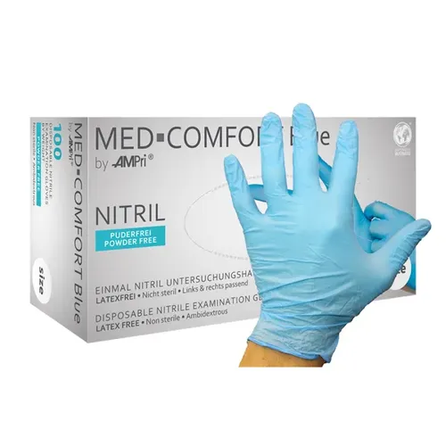Nitrilhandschuhe Ampri Med Comfort blue XXL 100 Stück/Box Gr. 11, puderfrei, unsterile Nitrilhandschuhe 100 Stück/Box 01192-XXL