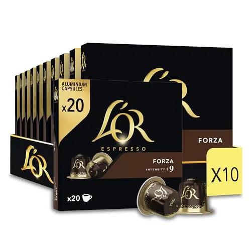 L'Or Espresso Café – 200 Kapseln Forza Intensität 9 – kompatibel mit Nespresso® * (10 x 20 Stück)